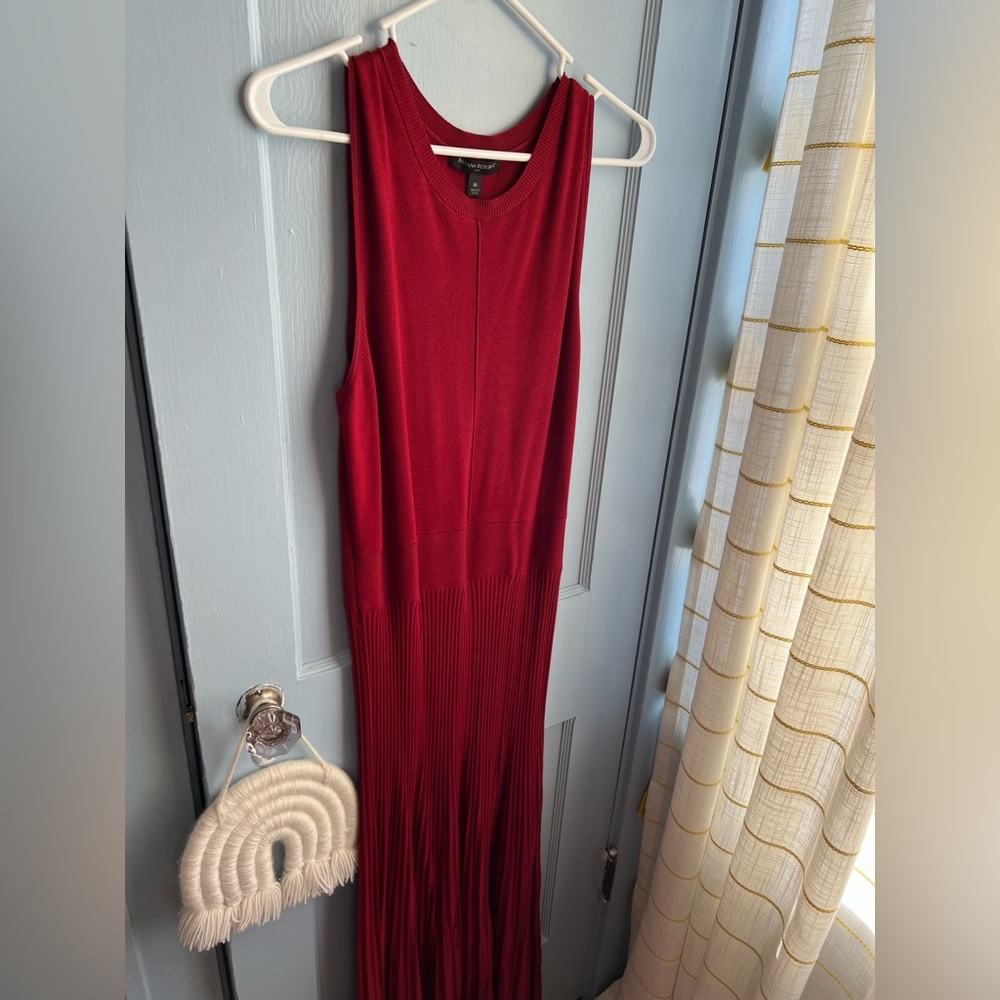 Elegant Wine Red Sleeveless Knit Dress
